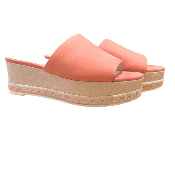 MAKE ANY OFFER! Peach Leather Lena Platform Espadrille Sandal Shoes Size 7.5 - Picture 3 of 6
